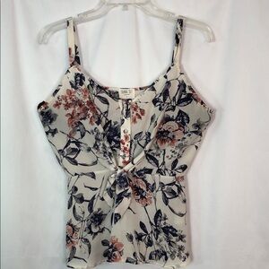Sienna Sky Cream Floral Tie-Front Cami with Blush and Black Print Size S